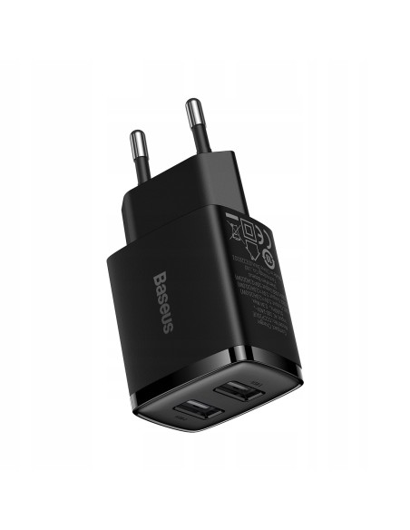 Baseus Compact | Ładowarka sieciowa zasilacz 2x USB-A 10.5W 2A