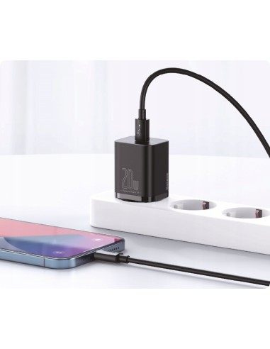 Baseus Super Si | Ładowarka sieciowa USB-C PD 20W + kabel Lightning 1m do iPhone 