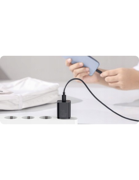 Baseus Super Si | Ładowarka sieciowa USB-C PD 20W + kabel Lightning 1m do iPhone 