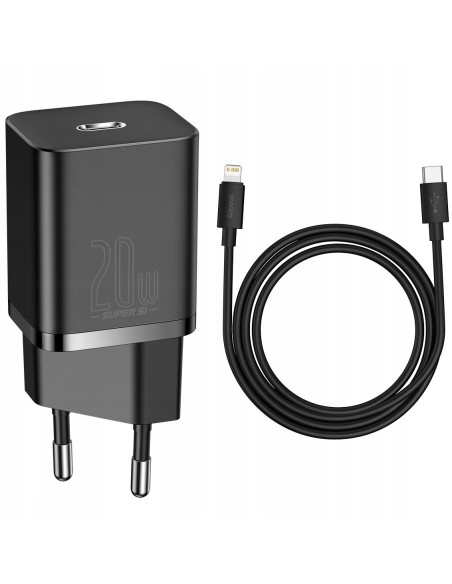 Baseus Super Si | Ładowarka sieciowa USB-C PD 20W + kabel Lightning 1m do iPhone 