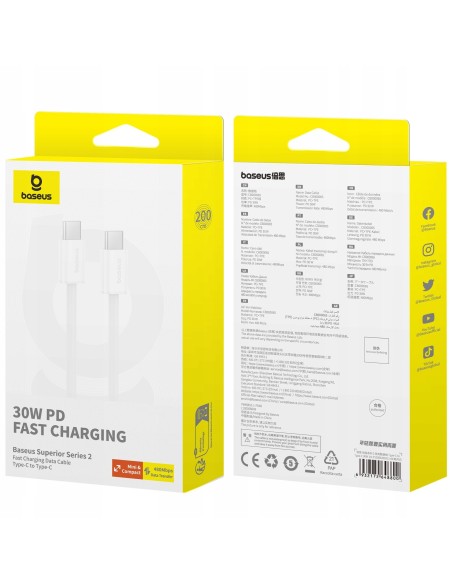 Baseus Superior 2 | Kabel USB-C Type-C do iPhone serii 15 Power Delivery 30W 2m