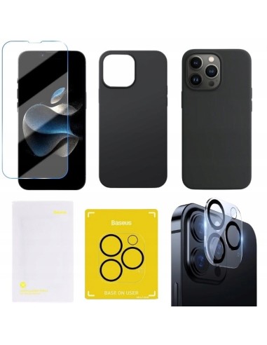 Baseus Liquid Silica Gel Phone Case Set for iP 13 Pro Max | Etui ze szkłem hartowanym do ekranu i aparatu do iPhone 13 Pro Max