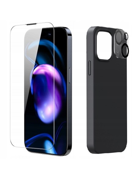 Baseus Liquid Silica Gel Phone Case Set for iP 13 Pro Max | Etui ze szkłem hartowanym do ekranu i aparatu do iPhone 13 Pro Max