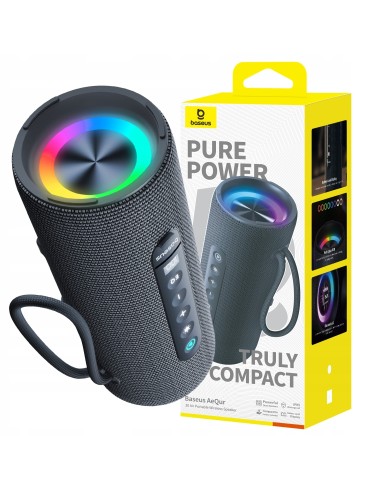 Baseus AeQur 30 | Głośnik przenośny, bezprzewodowy Bluetooth 5.3, LED RGB + aplikacja