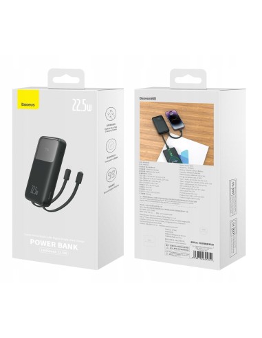 Baseus Comet Series | Power Bank z wbudowanymi kablami USB-C Lightning 10000mAh 22.5W PD QC