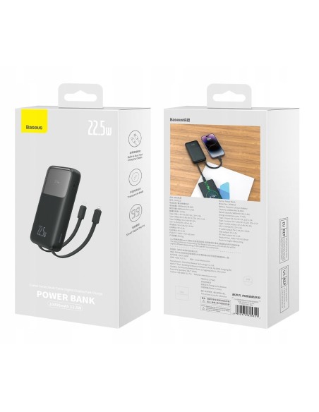 Baseus Comet Series | Power Bank z wbudowanymi kablami USB-C Lightning 10000mAh 22.5W PD QC