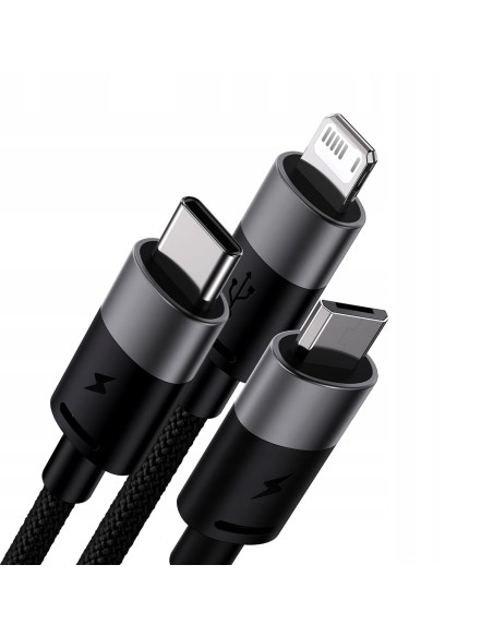 Baseus StarSpeed 1-for-3 | Kabel 3w1 USB - Micro Lightning USB-C 1.2m 3.5A