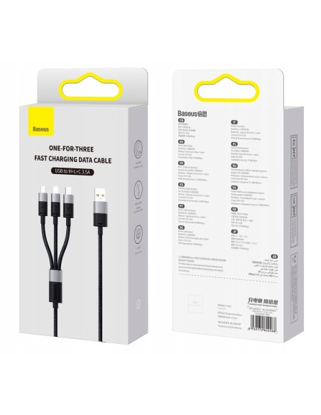 Baseus StarSpeed 1-for-3 | Kabel 3w1 USB - Micro Lightning USB-C 1.2m 3.5A