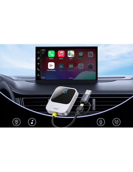 Baseus SafeJourney | Adapter bezprzewodowy do Apple AudioCar do iPhone, Bluetooth WiFi