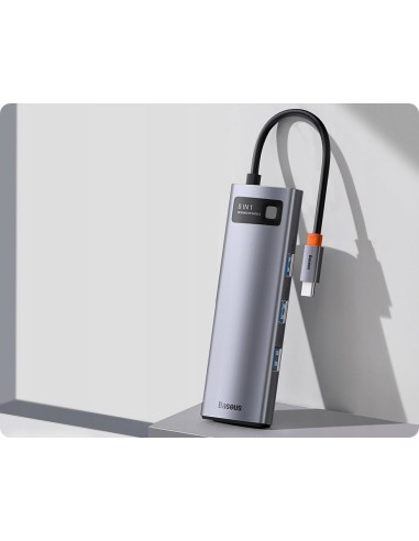 Baseus Metal Gleam Series 8-in-1 | Adapter HUB USB-C - HDMI 4K 3x USB3.0 USB-C RJ45 SD TF PD 100W