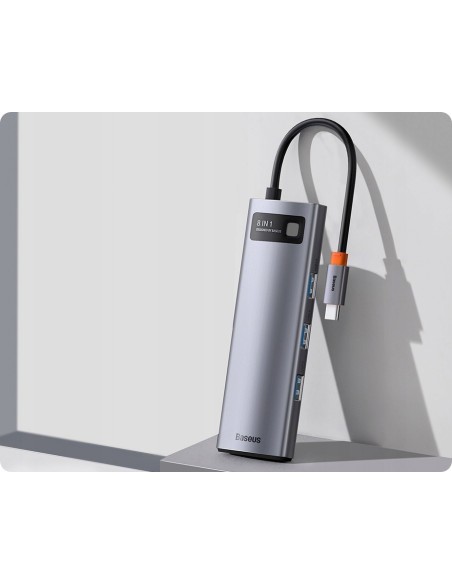 Baseus Metal Gleam Series 8-in-1 | Adapter HUB USB-C - HDMI 4K 3x USB3.0 USB-C RJ45 SD TF PD 100W