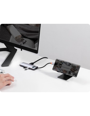 Baseus Metal Gleam Series 8-in-1 | Adapter HUB USB-C - HDMI 4K 3x USB3.0 USB-C RJ45 SD TF PD 100W
