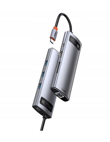 Baseus Metal Gleam Series 8-in-1 | Adapter HUB USB-C - HDMI 4K 3x USB3.0 USB-C RJ45 SD TF PD 100W