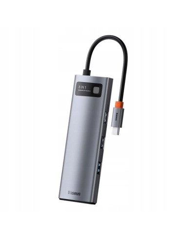 Baseus Metal Gleam Series 8-in-1 | Adapter HUB USB-C - HDMI 4K 3x USB3.0 USB-C RJ45 SD TF PD 100W
