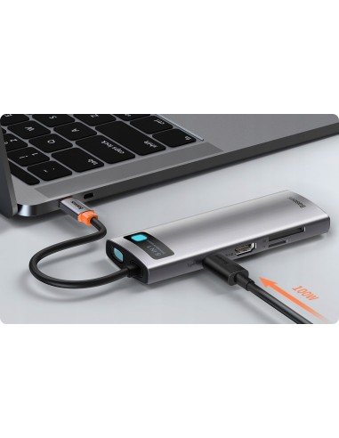 Baseus Metal Gleam Series 8-in-1 | Adapter HUB USB-C - HDMI 4K 3x USB3.0 USB-C RJ45 SD TF PD 100W