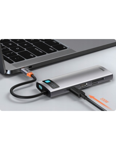 Baseus Metal Gleam Series 8-in-1 | Adapter HUB USB-C - HDMI 4K 3x USB3.0 USB-C RJ45 SD TF PD 100W