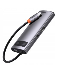 Baseus Metal Gleam Series 6-in-1 | Adapter HUB USB-C - HDMI 4K 3x USB3.0 USB-C RJ45 PD 100W