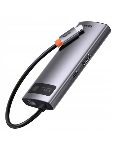 Baseus Metal Gleam Series 6-in-1 | Adapter HUB USB-C - HDMI 4K 3x USB3.0 USB-C RJ45 PD 100W
