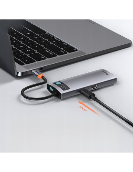 Baseus Metal Gleam Series 6-in-1 | Adapter HUB USB-C - HDMI 4K 3x USB3.0 USB-C RJ45 PD 100W