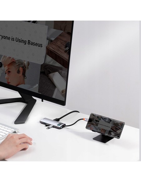 Baseus Metal Gleam Series 6-in-1 | Adapter HUB USB-C - HDMI 4K 3x USB3.0 USB-C RJ45 PD 100W