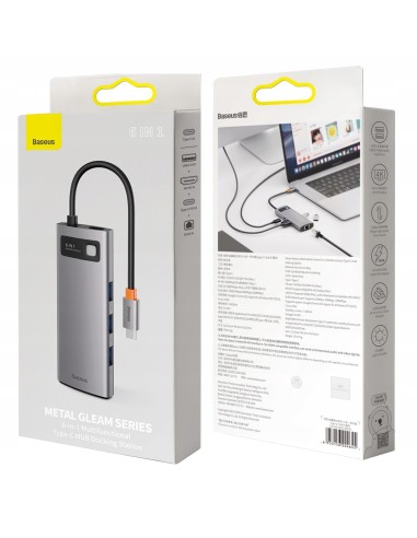 Baseus Metal Gleam Series 6-in-1 | Adapter HUB USB-C - HDMI 4K 3x USB3.0 USB-C RJ45 PD 100W