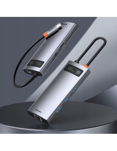 Baseus Metal Gleam Series 6-in-1 | Adapter HUB USB-C - HDMI 4K 3x USB3.0 USB-C RJ45 PD 100W