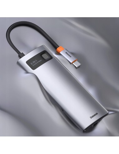 Baseus Metal Gleam Series 6-in-1 | Adapter HUB USB-C - HDMI 4K 3x USB3.0 USB-C RJ45 PD 100W