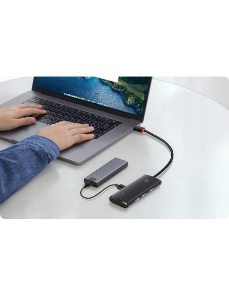 Baseus Lite Series 4-Port | HUB adapter rozdzielacz USB-C - USB 3.0 *4 25cm