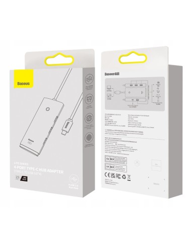 Baseus Lite Series 4-Port | HUB adapter rozdzielacz USB-C - USB 3.0 *4 25cm