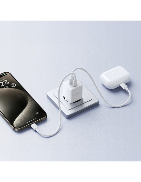 Baseus Palm Szybka Ładowarka Sieciowa C+U 30W EU Moon White
