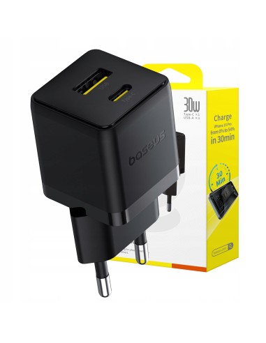 Baseus Palm Szybka Ładowarka Sieciowa C+U 30W EU Cluster Black