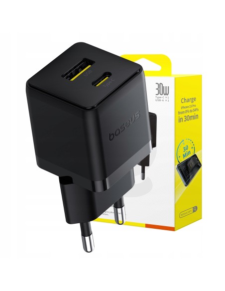 Baseus Palm Szybka Ładowarka Sieciowa C+U 30W EU Cluster Black