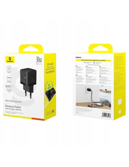 Baseus Palm Szybka Ładowarka Sieciowa C+U 30W EU Cluster Black