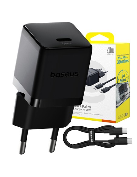 Baseus Palm Szybka Ładowarka Sieciowa 1C 20W EU Cluster Black