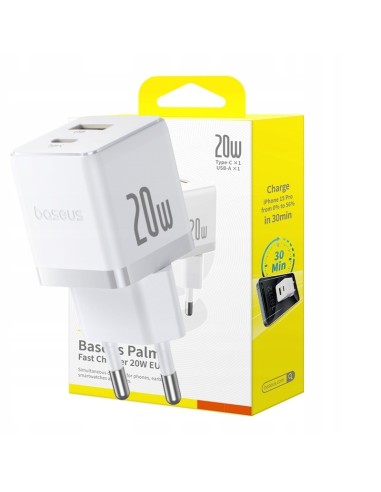 Baseus Palm Szybka Ładowarka Sieciowa C+U 20W EU Moon White