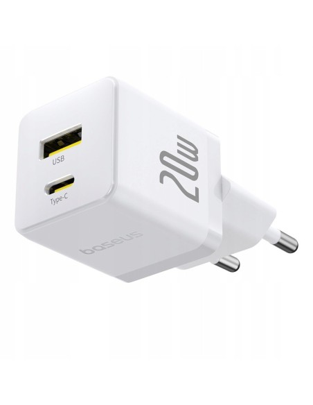 Baseus Palm Szybka Ładowarka Sieciowa C+U 20W EU Moon White