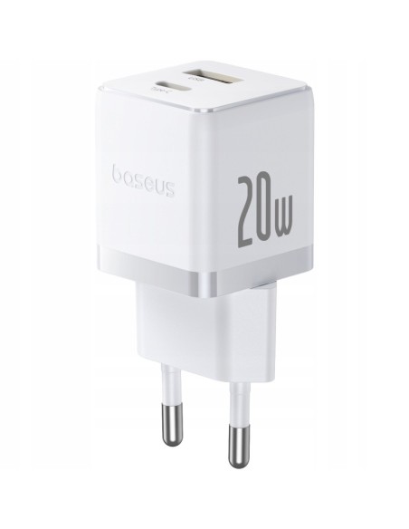 Baseus Palm Szybka Ładowarka Sieciowa C+U 20W EU Moon White