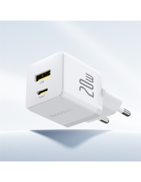Baseus Palm Szybka Ładowarka Sieciowa C+U 20W EU Moon White