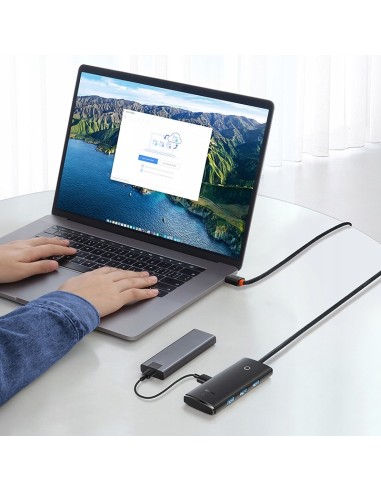 Baseus Lite Series 4-Port | HUB adapter rozdzielacz USB-C - USB 3.0 *4 100cm