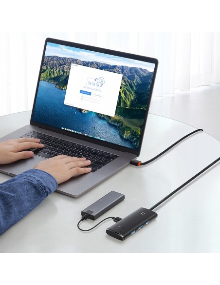 Baseus Lite Series 4-Port | HUB adapter rozdzielacz USB-C - USB 3.0 *4 100cm