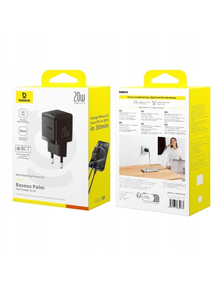 Baseus Palm Szybka Ładowarka Sieciowa 1C 20W EU Cluster Black