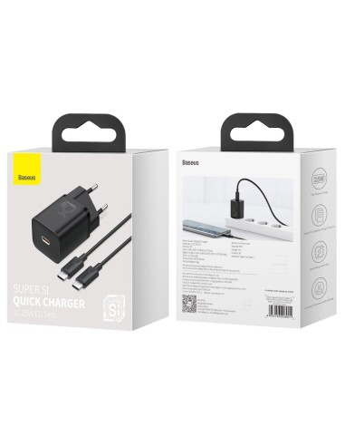 Baseus Super Si Sets | Ładowarka sieciowa + kabel USB-C 25W QC3.0 PD