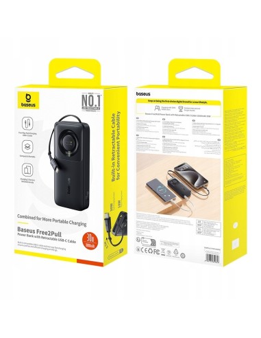 Baseus Free2Pull Power Bank with Retractable Cable 10000mAh 30W Cosmic Black