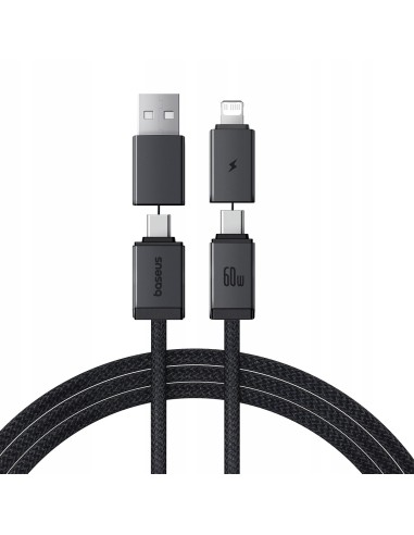 Baseus Versatile Two-for-Two Fast Kabel 4w1 U+C to C+L 60W 1m Cosmic Black