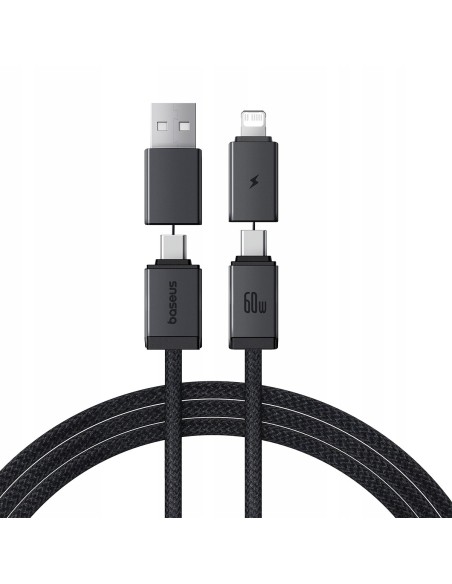 Baseus Versatile Two-for-Two Fast Kabel 4w1 U+C to C+L 60W 1m Cosmic Black