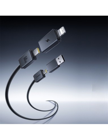 Baseus Versatile Two-for-Two Fast Kabel 4w1 U+C to C+L 60W 1m Cosmic Black