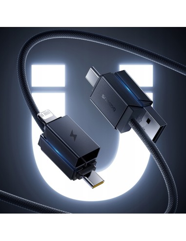 Baseus Versatile Two-for-Two Fast Kabel 4w1 U+C to C+L 60W 1m Cosmic Black