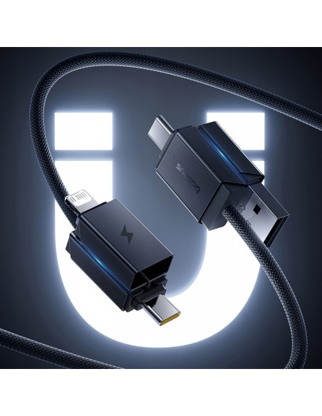 Baseus Versatile Two-for-Two Fast Kabel 4w1 U+C to C+L 60W 1m Cosmic Black