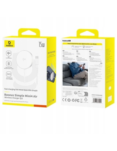 Baseus Simple Mini4 Air Ładowarka Indukcyjna Qi2 15W Frost Silver