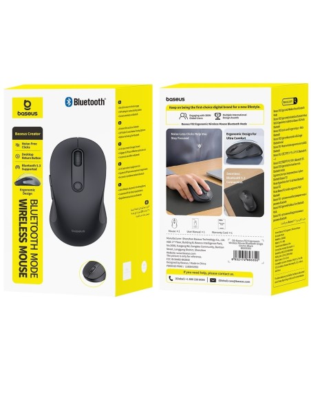 Baseus F02 Ergonomikczna Myszka Bezprzewodowa Bluetooth Single Cosmic Black